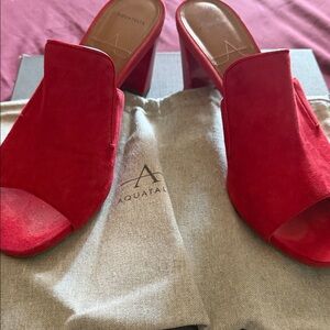 Aquatalia Red Suede Open-Toe Slide Mules